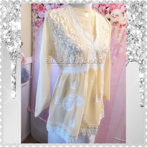 Salwar Kameez Other - New Boutique Handmade Chikankari Georgette Short Kurti With Sharara Pant